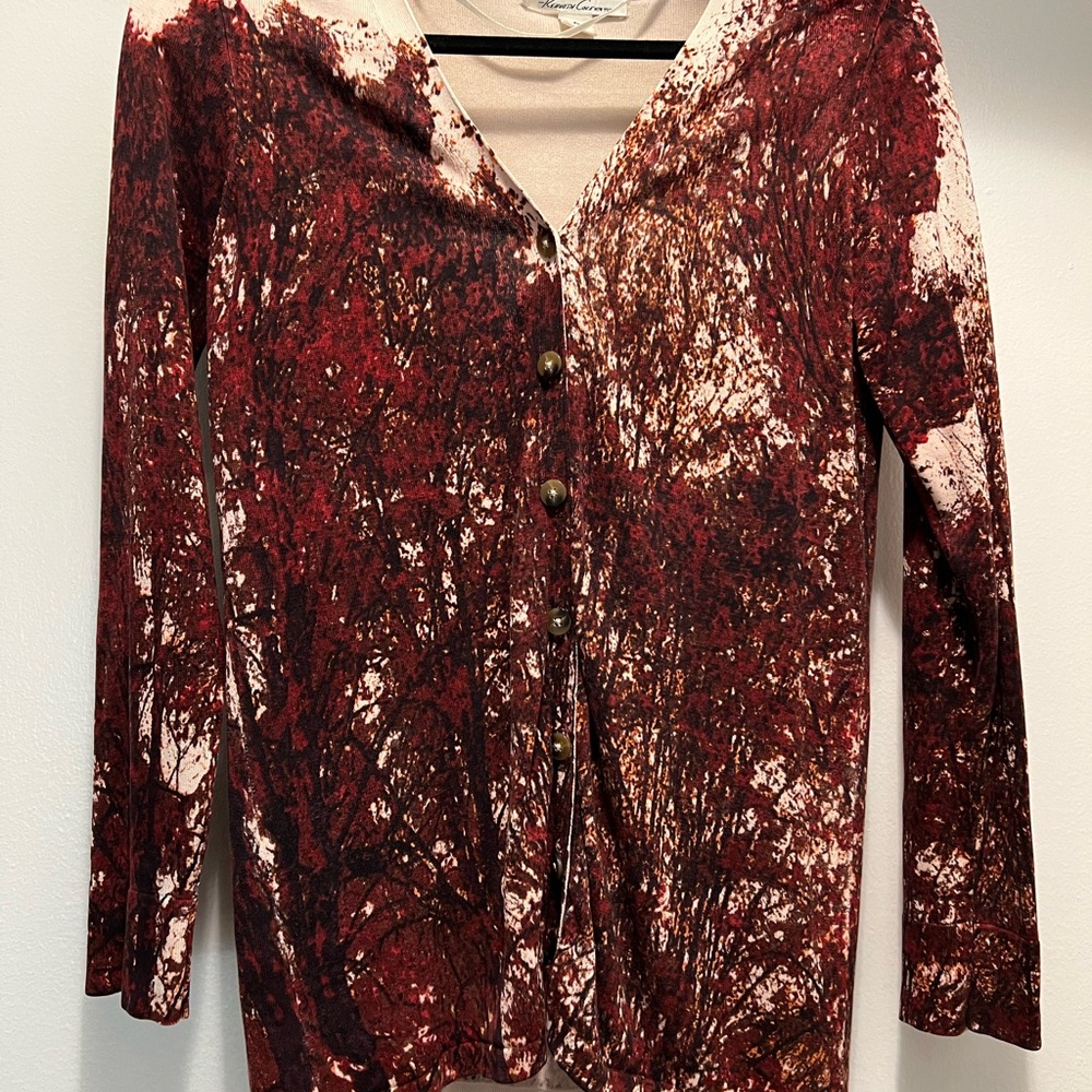 Kenneth Cole Red and Brown Button-Down Shirt